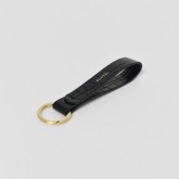 Leather Key Ring in Croco Black 