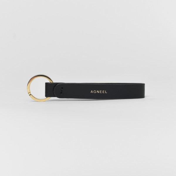 Leather Key Ring in Black 
