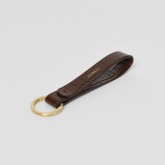 Leather Key Ring in Croco Tobacco 
