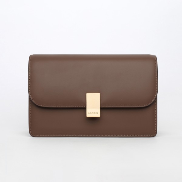 DENA SHOULDER BAG IN SMOOTH LEATHER CAPPUCCINO