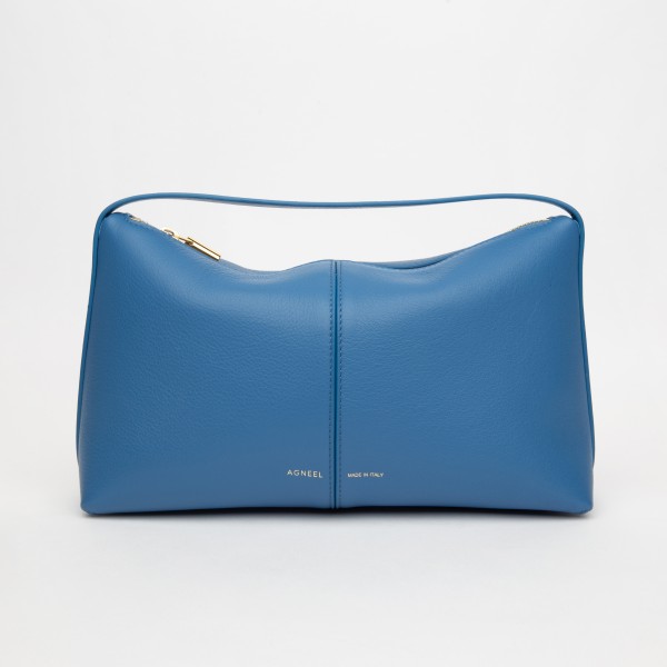 RAYA POUCH IN GRAINED LEATHER COBALT BLUE