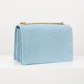 SOPHIE Schultertasche Veloursleder in Skyblue
