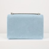 SOPHIE Schultertasche Veloursleder in Skyblue
